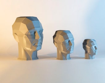 BESTSELLER - 3D Printed Planar Head Sculpture - Headpiece Model - Geometric Art Decor - Artistic Planar Drawing Tool - 3D Facial Structure