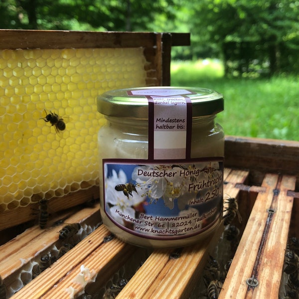 Honig | Frühtracht | cremig gerührt | Deutscher Honig | direkt vom Imker | Taufkirchen | Inhalt 250g