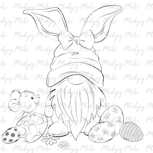 Bonito sello digital de gnomo de Pascua, sellos digitales, fabricación de tarjetas, reserva de chatarra, sello JPEG.