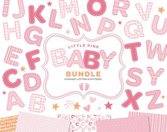 Pink Alphabet CLIPART PNG. Pink ABC baby patterns.