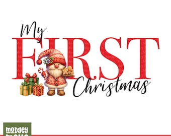 Mi primer Papá Noel navideño PNG, galletas de jengibre, gráfico navideño (descarga digital)