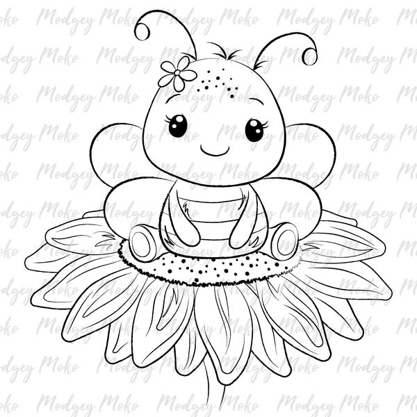 Cute Baby Bee Digi Stamp, Digital Stamps, Card Making, Scrap Booking, JPEG Stamp.