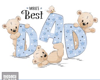 Oso de peluche papá PNG: Regalo del Día del Padre (Descarga digital)