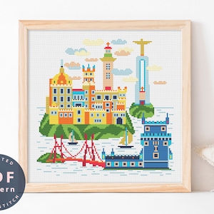 Cross Stitch patroon Portugal, Cross Stitch Art, gepersonaliseerde geschenken, Cross Stitch Kit, digitale kunst downloaden