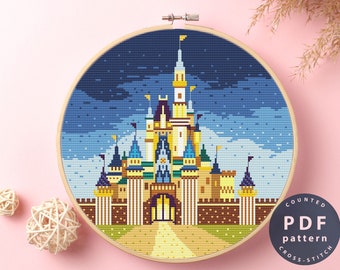 Cinderella Castle Cross Stitch Pattern: DIY Embroidery Design (PDF Pattern)