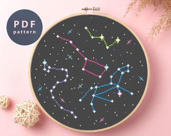 Constellations Cross Stitch Pattern: Galaxy Space Art (PDF Pattern)