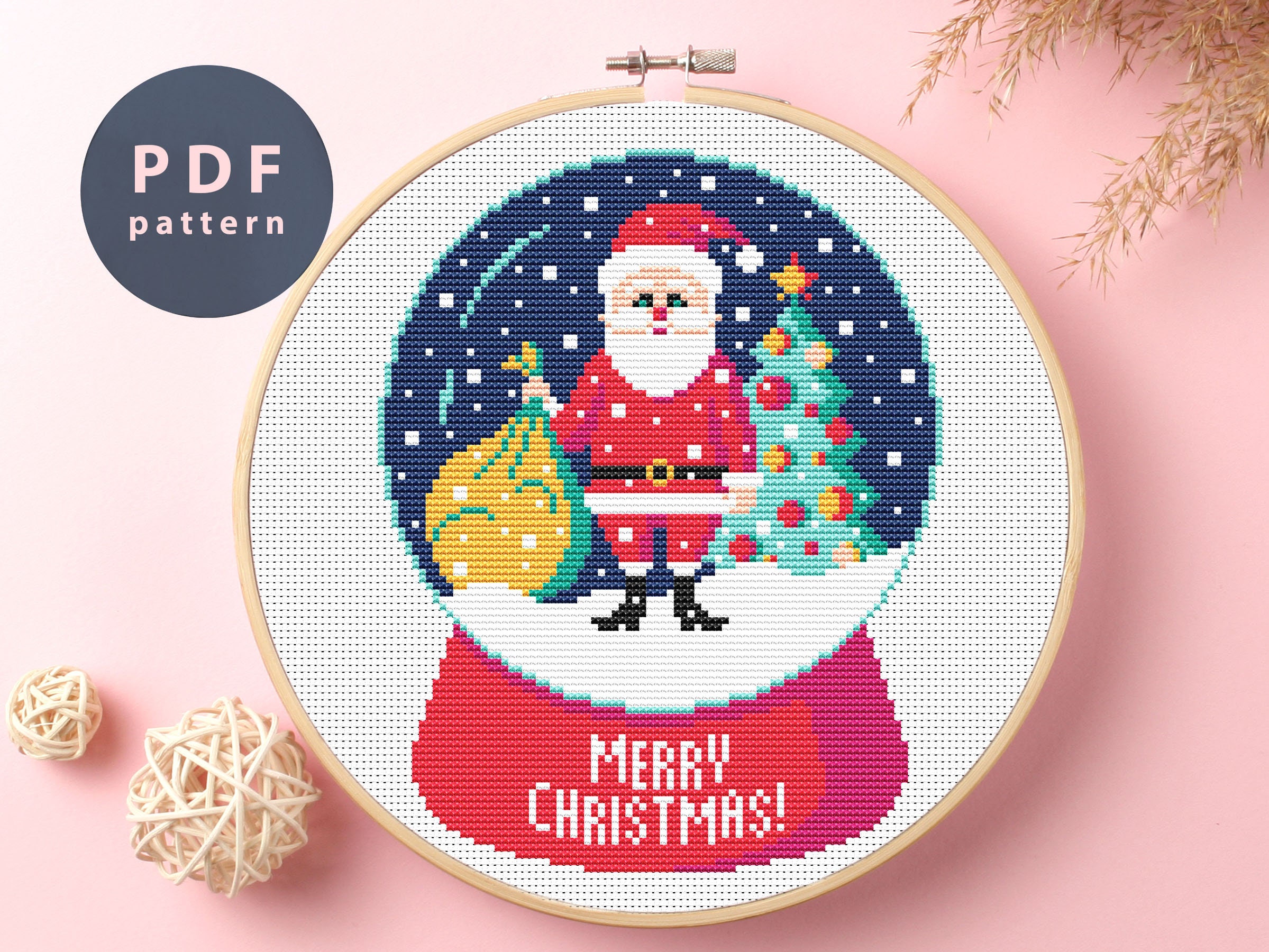 Snow Globe Cross Stitch Pattern: Christmas Snowman DIY (PDF Pattern) - Etsy