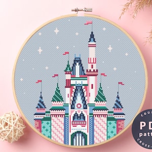 Cross Stitch Pattern Castle Cinderella Download | Embroidery Kits | Stitch Design | Embroidery Stitches | Stitching #EMX024