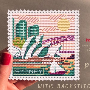 Mini City Sydney Cross Stitch Pattern, Backstitch, Small Gifts, Beginner Pattern, Cross Stitch City, Small Cross Stitch