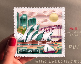 Padrão de ponto cruz Mini City Sydney: ponto atrás para iniciantes (padrão em PDF)