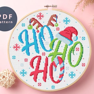 Ho Ho Ho Cross Stitch Pattern | Wall Decor | Home Decor DIY | Cross Stitch PDF | Cross Stitch Counted