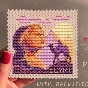 Mini Giza Egypt Cross Stitch Pattern: Modern Art (PDF Pattern)