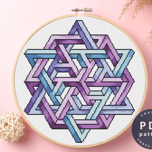 Abstração de cores padrão de ponto cruz | Decoração de parede | Decoração de casa faça você mesmo | PDF em ponto cruz | Ponto Cruz Contado #EMX246_1