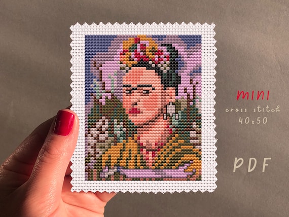 Mini Cross Stitch PDF Pattern Frida Kahlo Self Portrait - Etsy