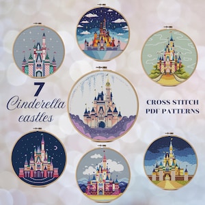 Cinderella Castle Cross Stitch Pattern Bundle: 7 Magical Designs (PDF Download)
