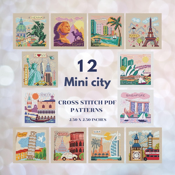 Cross Stitch Pattern Travel Bundle: Famous Cities (PDF Download)