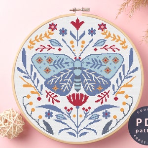 Cross Stitch Pattern Butterfly | Wall Decor | Home Decor DIY | Cross Stitch PDF | Cross Stitch Counted #EMX085