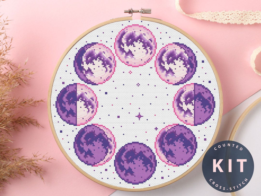 Moon Phases Cross Stitch Kit Beginner #KEMX324 - Etsy