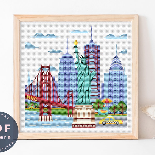 Cross Stitch Pattern New York, NYC, Modern Cross Stitch, Sewing Kit, Skyline, Kids Cross Stitch, Cross Stitch, Cross Stitch Funny, Craft Kit