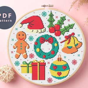 Cross Stitch Pattern Christmas Things, Modern Cross Stitch, Christmas Tree Cross Stitch, Small Cross Stitch