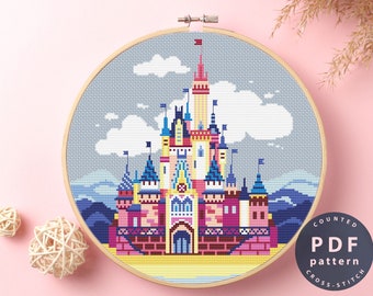 Cinderella Castle Cross Stitch Pattern: Fantasy Embroidery (PDF Pattern)