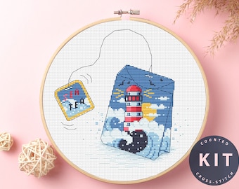 Zestaw do haftu krzyżykowego: Latarnia morska, rękodzieło dla początkujących