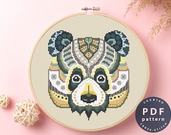 Panda Mandala Cross Stitch Pattern: Beginner Embroidery DIY (PDF Pattern)