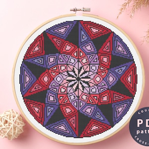 Cross Stitch Pattern Mandala Color Abstraction | Wall Decor | Home Decor DIY | Cross Stitch PDF | Cross Stitch Counted #EMX242_1
