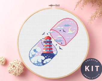 Zestaw do haftu krzyżykowego „Pill”: Nowoczesny krajobraz miejski