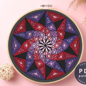 Mandala Cross Stitch Pattern | Color Abstraction | Wall Decor | Home Personalized Gifts | Cross Stitch PDF | Cross Stitch Counted #EMX242_2