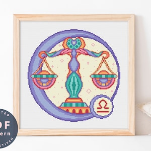 Zodiac Libra Cross Stitch Pattern: DIY Home Decor (PDF)