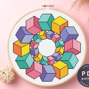 Color Abstraction Cross Stitch Pattern  | Wall Decor | Home Decor DIY | Cross Stitch PDF | Cross Stitch Counted #EMX247_1