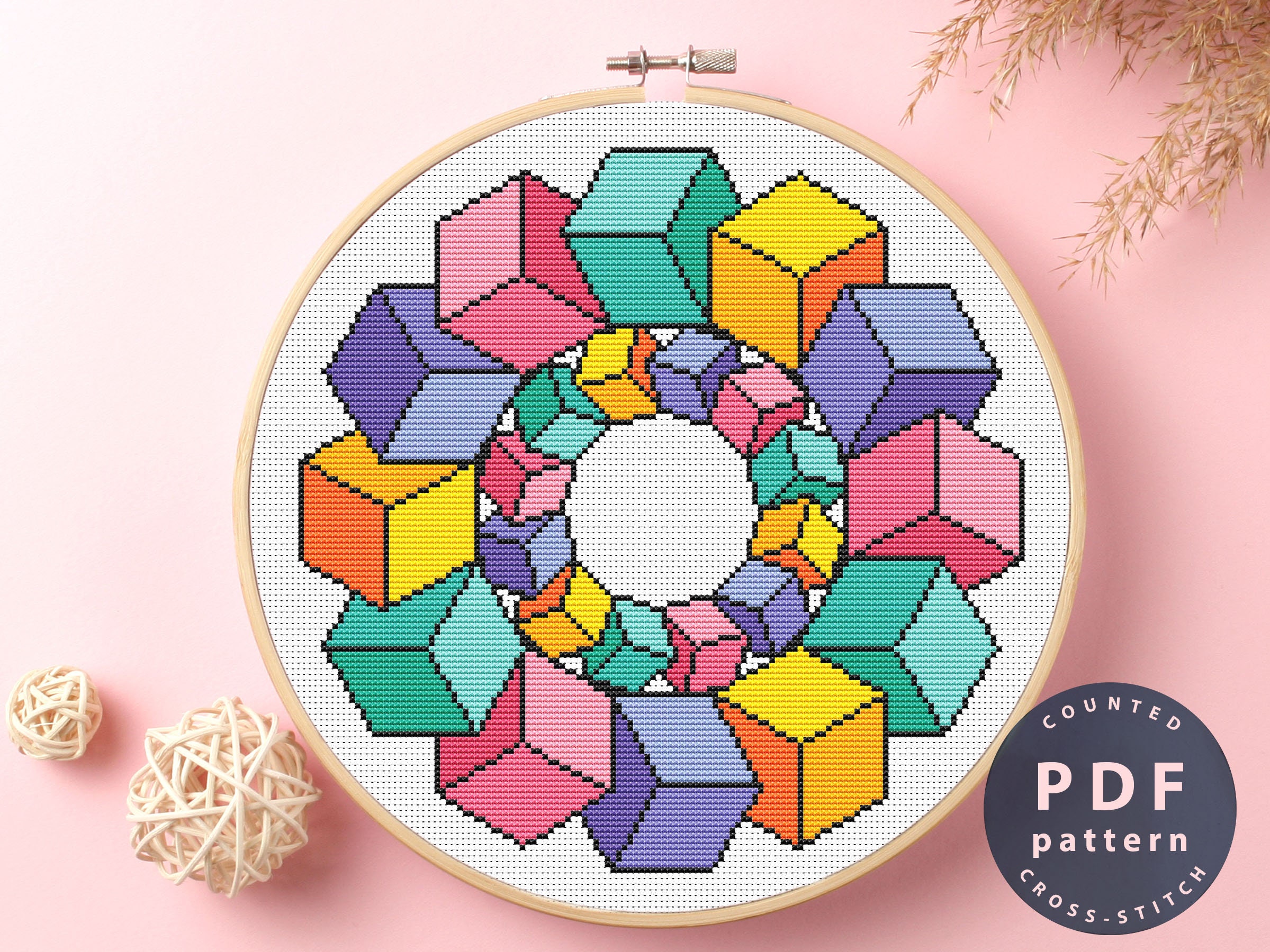 Home Decor DIY Cross Stitch PDF Cross Stitch Pattern Color Abstraction