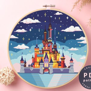 Cross Stitch Pattern Cinderella Castle |  Embroidery Cross Stitch PDF Pattern Download | Stitch Design | Cartoon Cinderella Castle | Digital