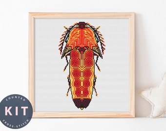 Kit de punto de cruz de insectos: Pachyderes Coccineus Candeze, bricolaje para principiantes