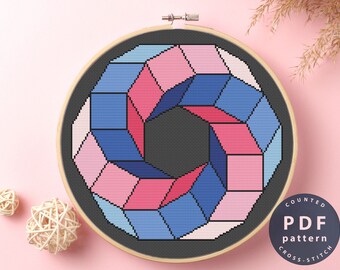 Patrón de punto de cruz "Abstracción de color": Bordado DIY moderno (PDF)