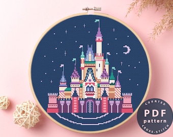 Cinderella Castle Cross Stitch Pattern | DIY Stitch Design (Digital Download)