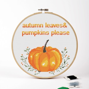 Pumpkin Cross Stitch Pattern PDF Download #EMX052 Stitch Design Needlepoint Fall Pumpkin