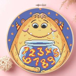 Monster With Sweets Cross Stitch Kit Beginner #KEMX328