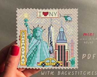 Padrão de ponto cruz do horizonte de Nova York: Mini projeto faça você mesmo (padrão em PDF)