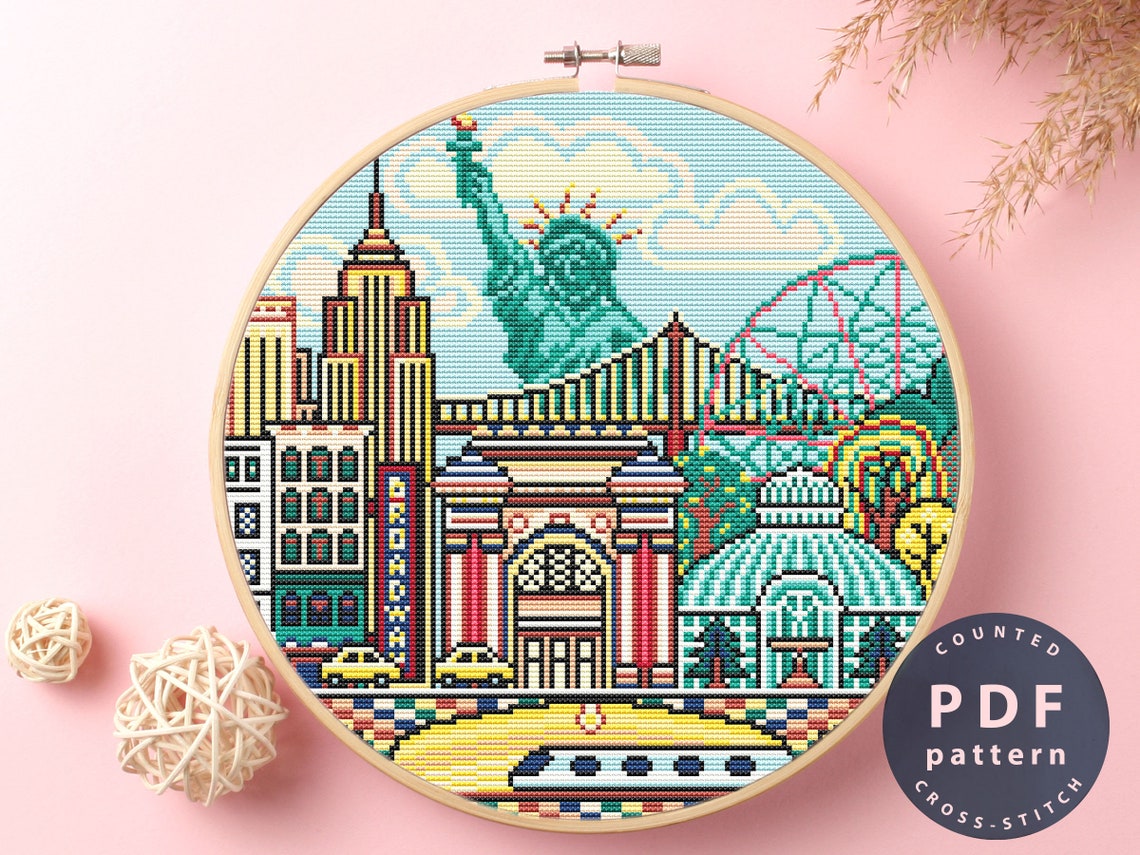 New York City Cross Stitch Pattern: Modern Embroidery DIY (PDF Pattern ...