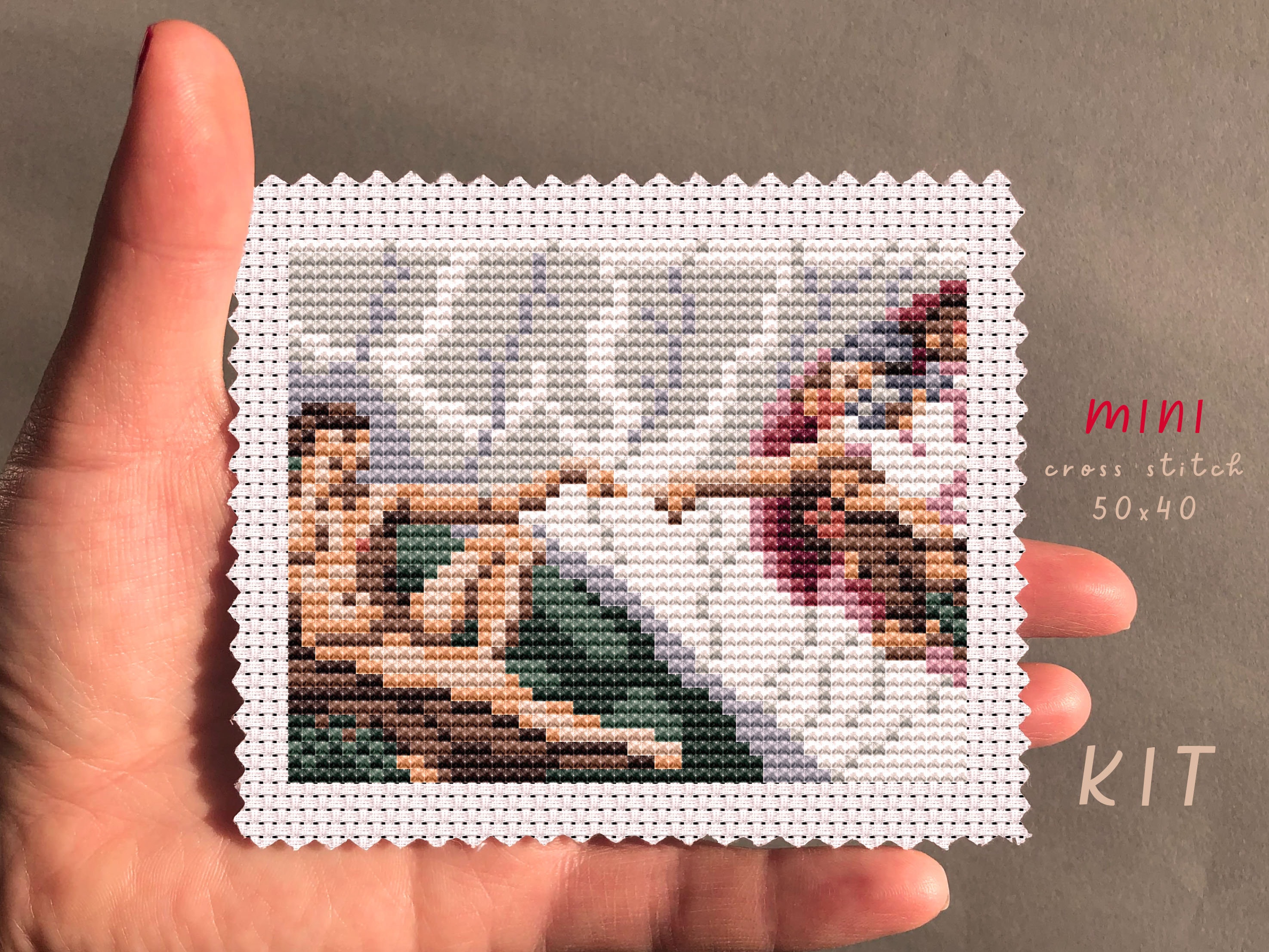 Creation Of Adam Cross Stitch Kit, Modern Baby Gift, Floral Cross Stitch, Wild Cross Stitch, Cross Stitch Quote