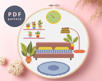 Cosy Couch Cross Stitch Pattern: Modern Home Embroidery (PDF Pattern)