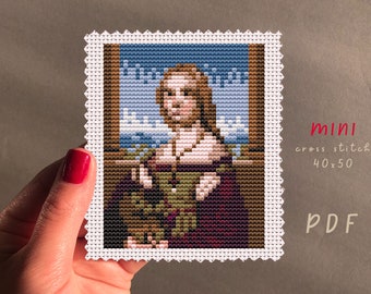 Lady With Unicorn Cross Stitch Pattern: DIY Sewing (Digital Download)