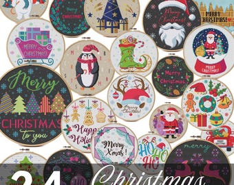 Cross stitch patterns Christmas Bundle, 24 designs