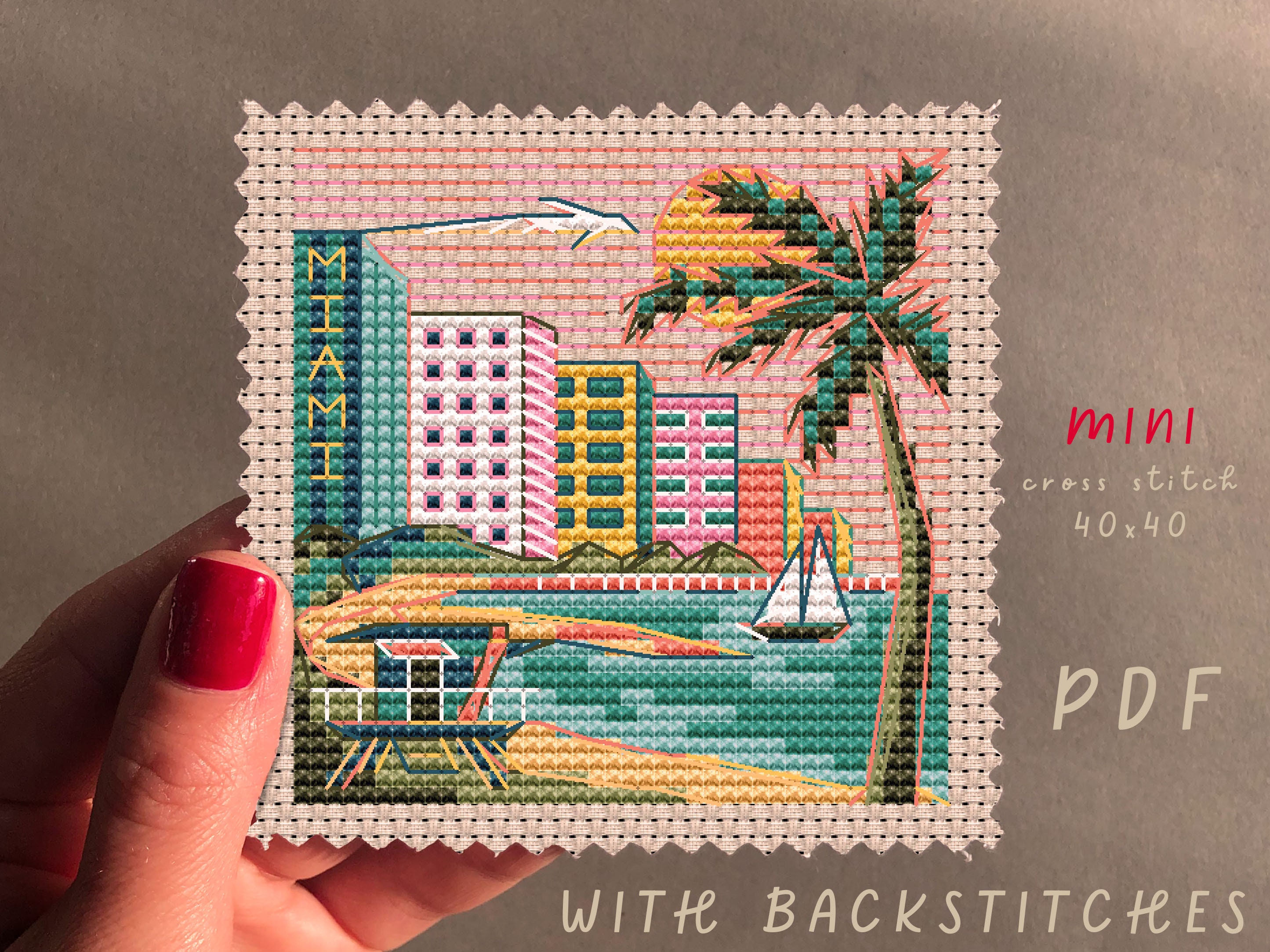 Mini City Miami Cross Stitch Pattern Modern Cross Stitch Etsy