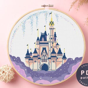 Grille point de croix - Château de Cendrillon à télécharger | PDF qui comprend tout pour réaliser votre prochain projet de broderie DIY