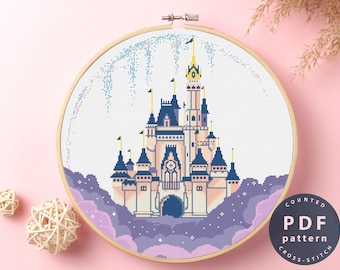Cross Stitch Pattern Download Cinderella Castle #EMX084 Stitch Design Needlepoint