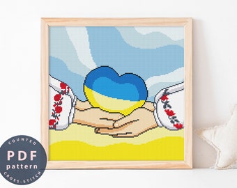Cross Stitch Pattern Heart in Hands #340