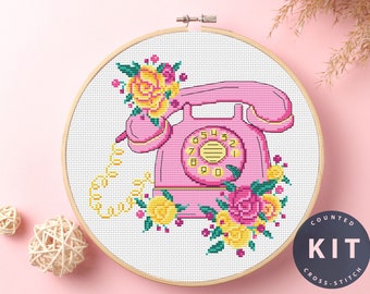 Zestaw do haftu krzyżykowego Telefon: Kwiatowa Fantazja, haft ręczny